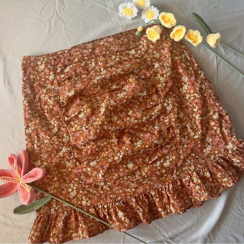 Floral Ruffle Hem Skirt